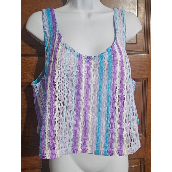 Wild Fable Multicolor Open Knit Swing Cropped Tank Top - Picture 4 of 11